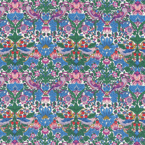 Liberty Fabrics Dark Blue William Morris Strawberry Thief Tana